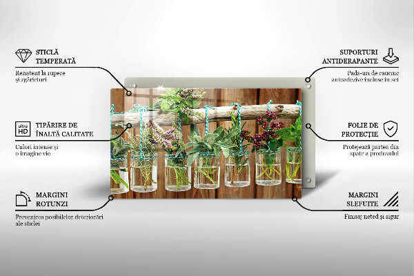 Osłona ściany przy kuchence gazowej Zioła rośliny vintage