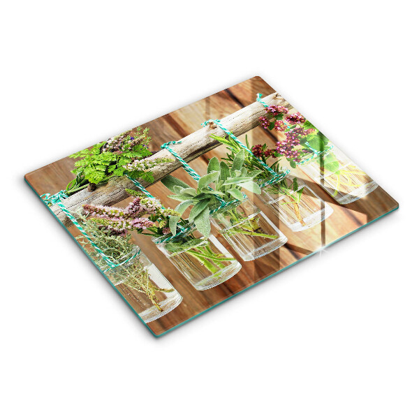 Osłona ściany przy kuchence gazowej Zioła rośliny vintage