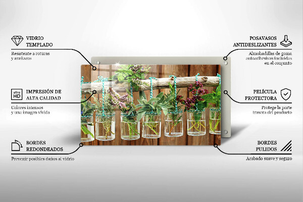 Osłona ściany przy kuchence gazowej Zioła rośliny vintage