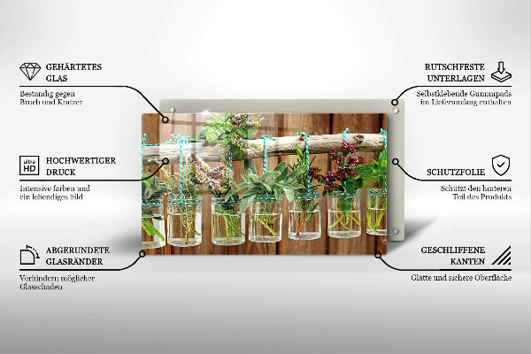 Osłona ściany przy kuchence gazowej Zioła rośliny vintage