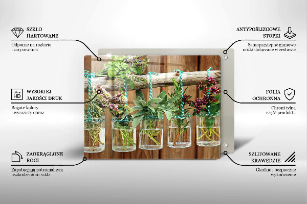 Osłona ściany przy kuchence gazowej Zioła rośliny vintage