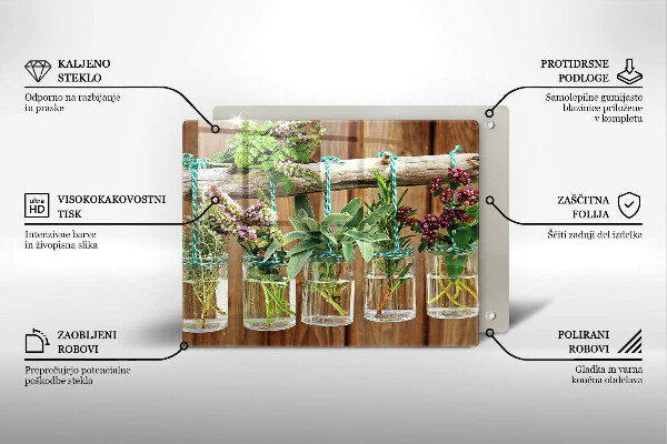 Osłona ściany przy kuchence gazowej Zioła rośliny vintage