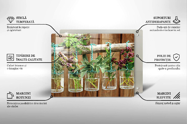 Osłona ściany przy kuchence gazowej Zioła rośliny vintage