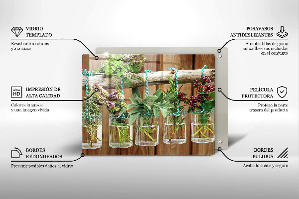 Osłona ściany przy kuchence gazowej Zioła rośliny vintage