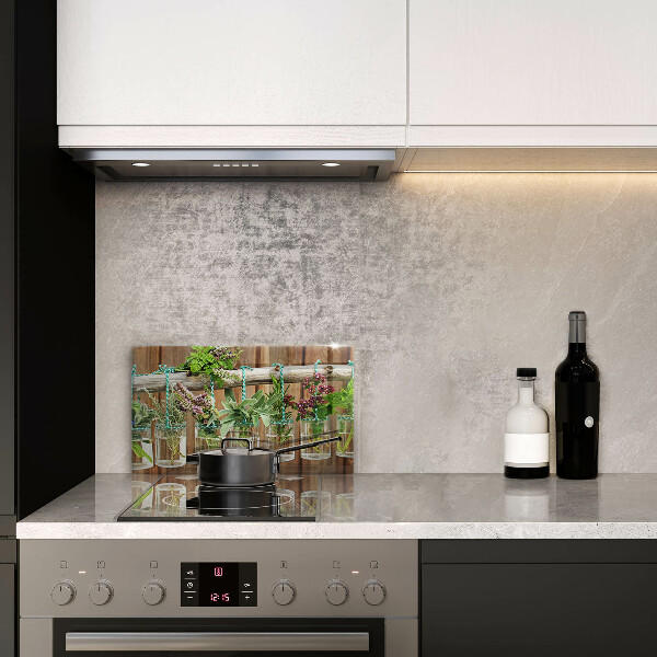 Osłona ściany przy kuchence gazowej Zioła rośliny vintage