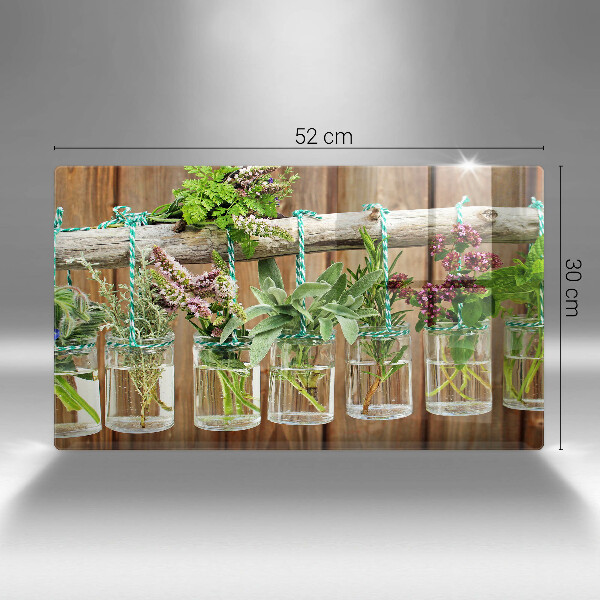 Osłona ściany przy kuchence gazowej Zioła rośliny vintage