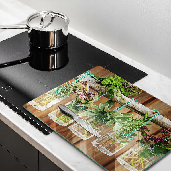 Osłona ściany przy kuchence gazowej Zioła rośliny vintage