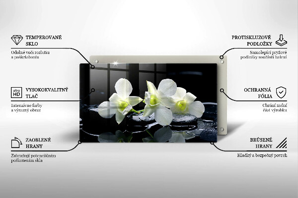 Osłona ściany przy kuchence gazowej Białe kwiaty w wodzie Zen