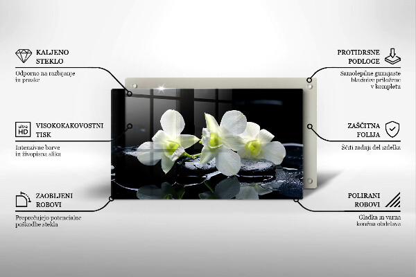 Osłona ściany przy kuchence gazowej Białe kwiaty w wodzie Zen