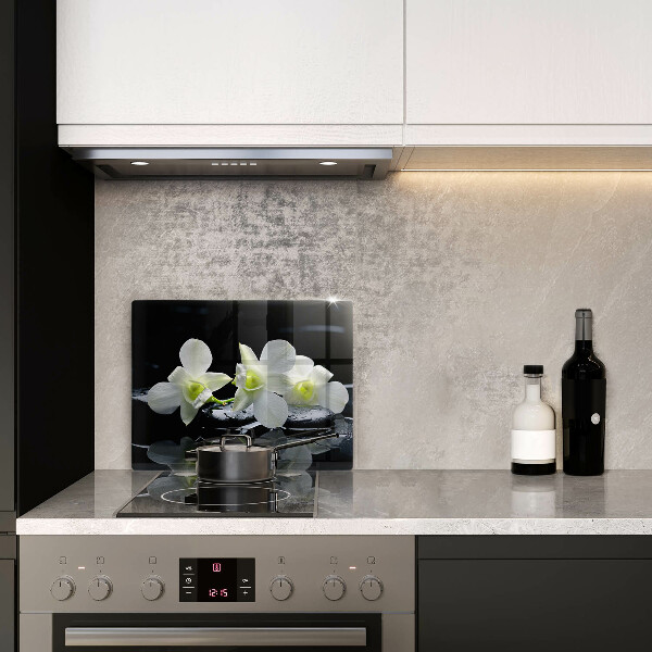 Osłona ściany przy kuchence gazowej Białe kwiaty w wodzie Zen