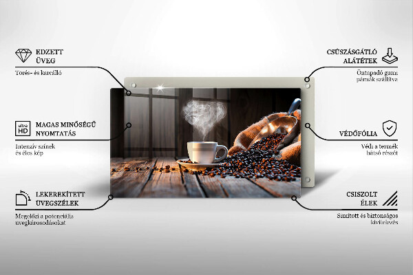 Osłona ściany przy kuchence gazowej Filiżanka kawy i serce