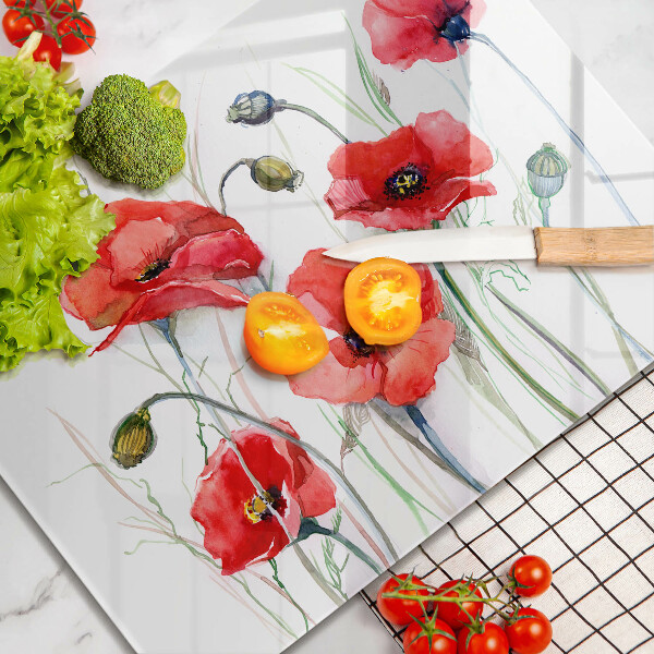 Szkło na płytę indukcyjną Kwiaty czerwone maki