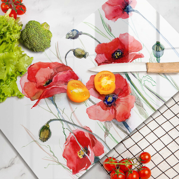 Szkło na płytę indukcyjną Kwiaty czerwone maki