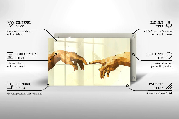 Szkło na płytę indukcyjną Stworzenie Adama dłonie