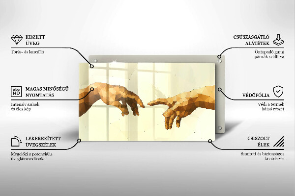 Szkło na płytę indukcyjną Stworzenie Adama dłonie