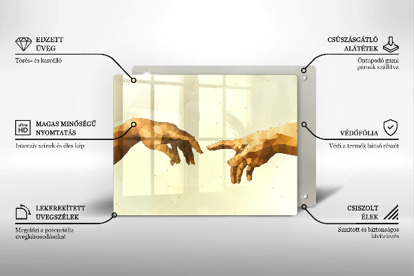 Szkło na płytę indukcyjną Stworzenie Adama dłonie