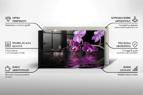 Osłona ściany przy kuchence gazowej Orchidea woda zen