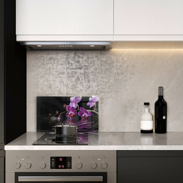 Osłona ściany przy kuchence gazowej Orchidea woda zen
