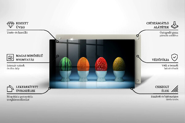 Szkło na płytę indukcyjną Abstrakcja owoce jajka
