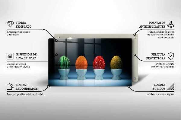 Szkło na płytę indukcyjną Abstrakcja owoce jajka