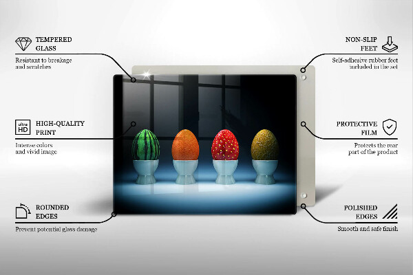 Szkło na płytę indukcyjną Abstrakcja owoce jajka