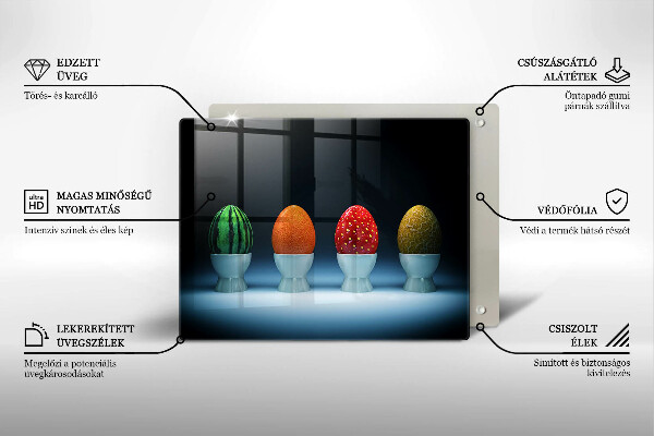 Szkło na płytę indukcyjną Abstrakcja owoce jajka