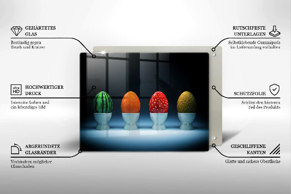 Szkło na płytę indukcyjną Abstrakcja owoce jajka