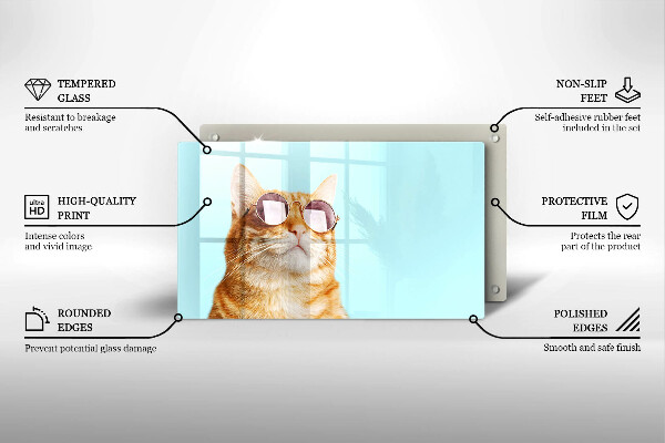 Osłona ściany przy kuchence gazowej Rudy kot w okularach