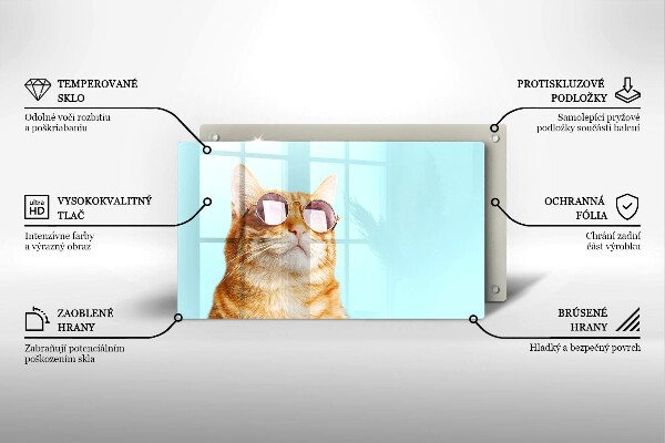 Osłona ściany przy kuchence gazowej Rudy kot w okularach