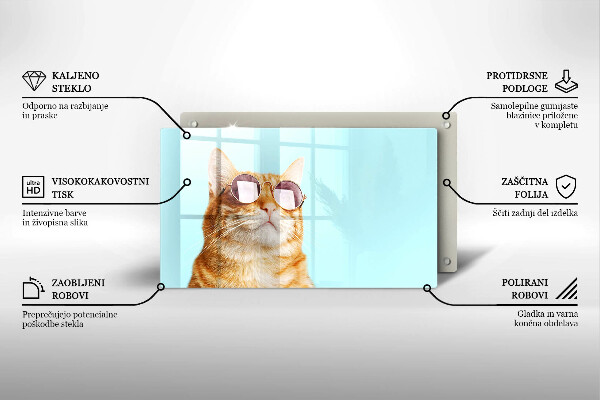 Osłona ściany przy kuchence gazowej Rudy kot w okularach