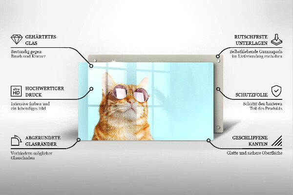 Osłona ściany przy kuchence gazowej Rudy kot w okularach