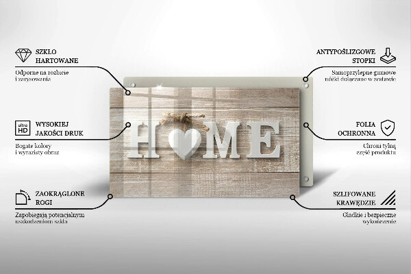 Szkło na płytę indukcyjną Deski i napis Home