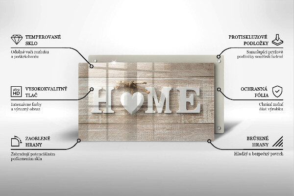 Szkło na płytę indukcyjną Deski i napis Home