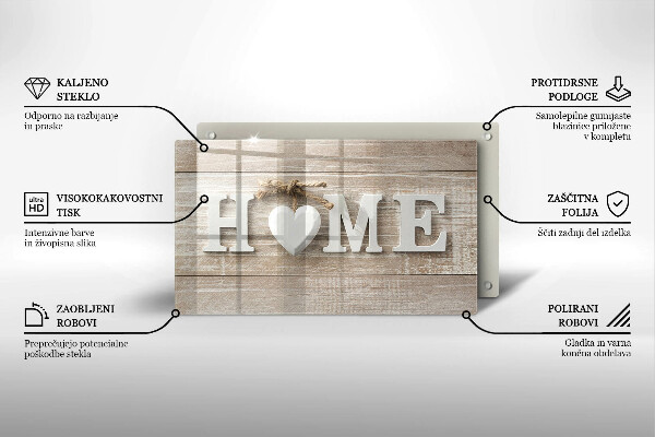 Szkło na płytę indukcyjną Deski i napis Home