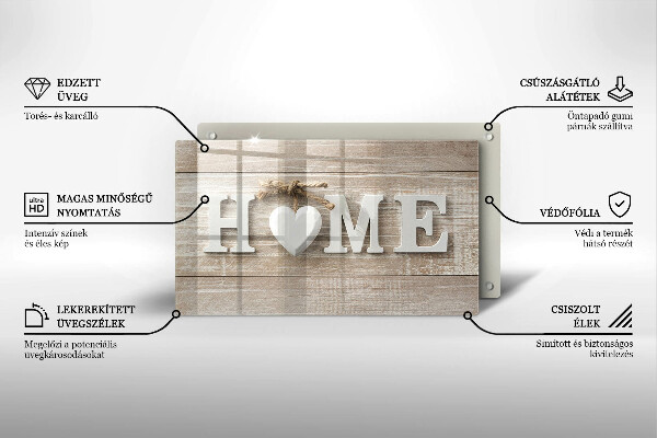 Szkło na płytę indukcyjną Deski i napis Home