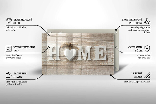 Szkło na płytę indukcyjną Deski i napis Home