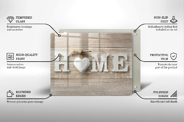 Szkło na płytę indukcyjną Deski i napis Home