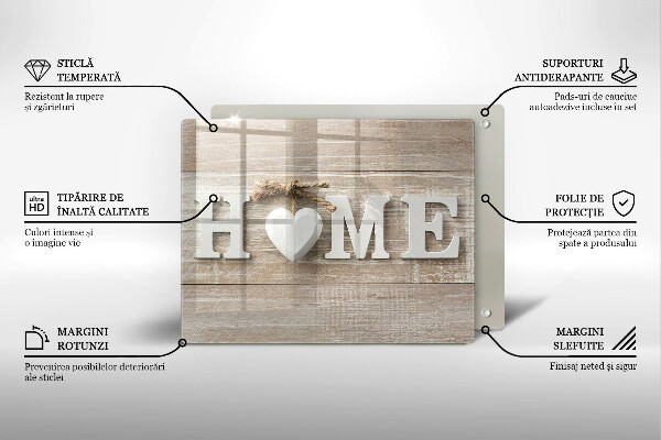 Szkło na płytę indukcyjną Deski i napis Home
