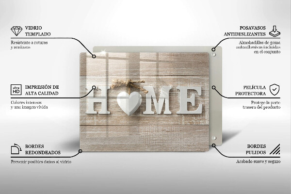 Szkło na płytę indukcyjną Deski i napis Home