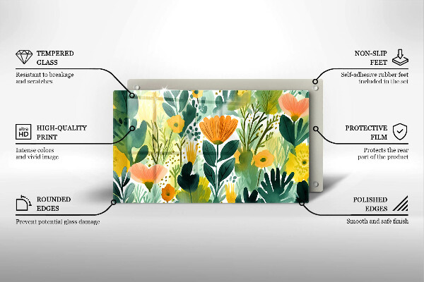 Osłona płyty indukcyjnej Malowane kwiaty