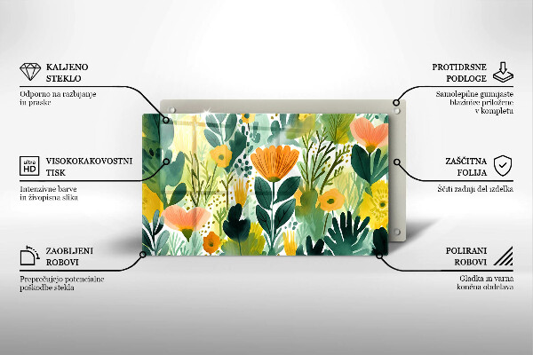 Osłona płyty indukcyjnej Malowane kwiaty