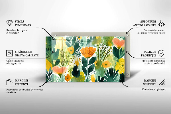 Osłona płyty indukcyjnej Malowane kwiaty