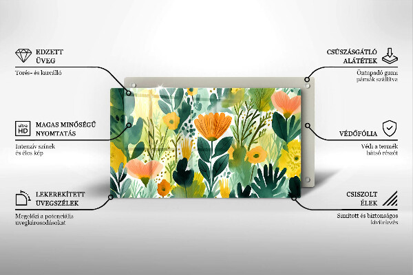 Osłona płyty indukcyjnej Malowane kwiaty