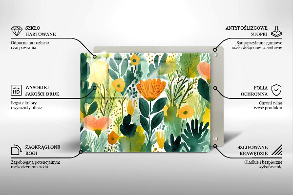 Osłona płyty indukcyjnej Malowane kwiaty