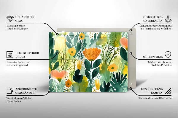 Osłona płyty indukcyjnej Malowane kwiaty