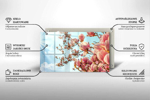 Szkło na płytę indukcyjną Drzewo różowe kwiaty