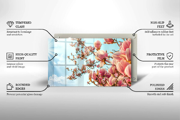 Szkło na płytę indukcyjną Drzewo różowe kwiaty