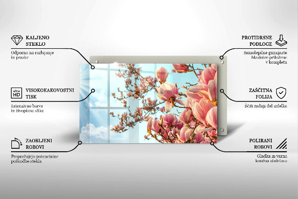 Szkło na płytę indukcyjną Drzewo różowe kwiaty