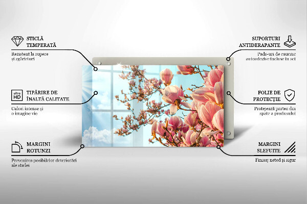 Szkło na płytę indukcyjną Drzewo różowe kwiaty
