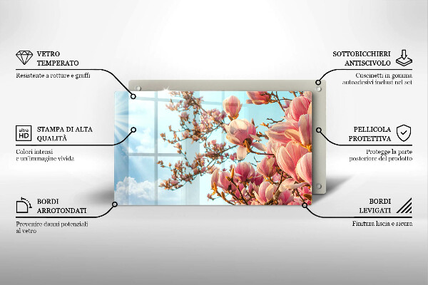 Szkło na płytę indukcyjną Drzewo różowe kwiaty